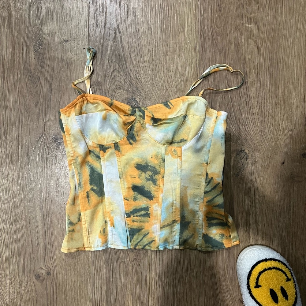 Pretty little thing orange tie dye corset top